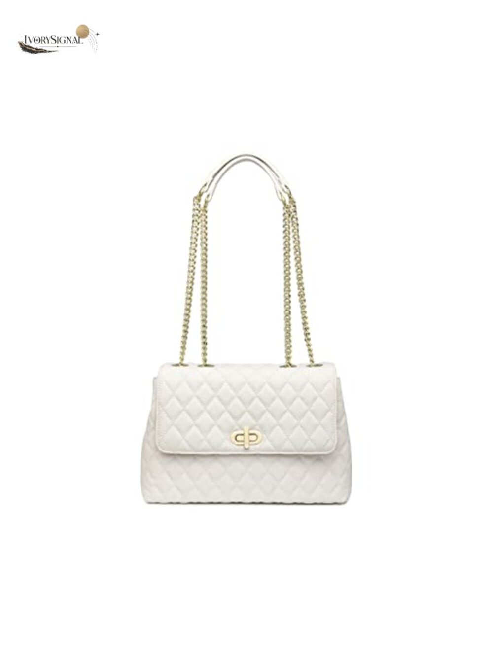 Quilted Vegan Leather Crossbody Bag Flap Gold Chain